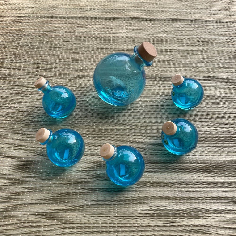 Ocean Organic Maui Vodka HI islands Bottles blue clear glow repurpose empty - Picture 3 of 5